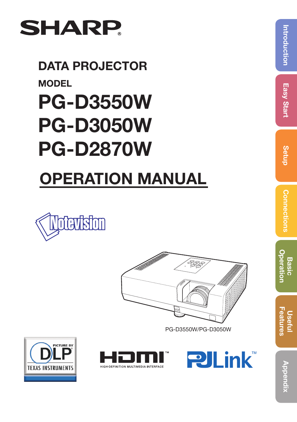 Sharp PG-D3550W User Manual | 75 pages