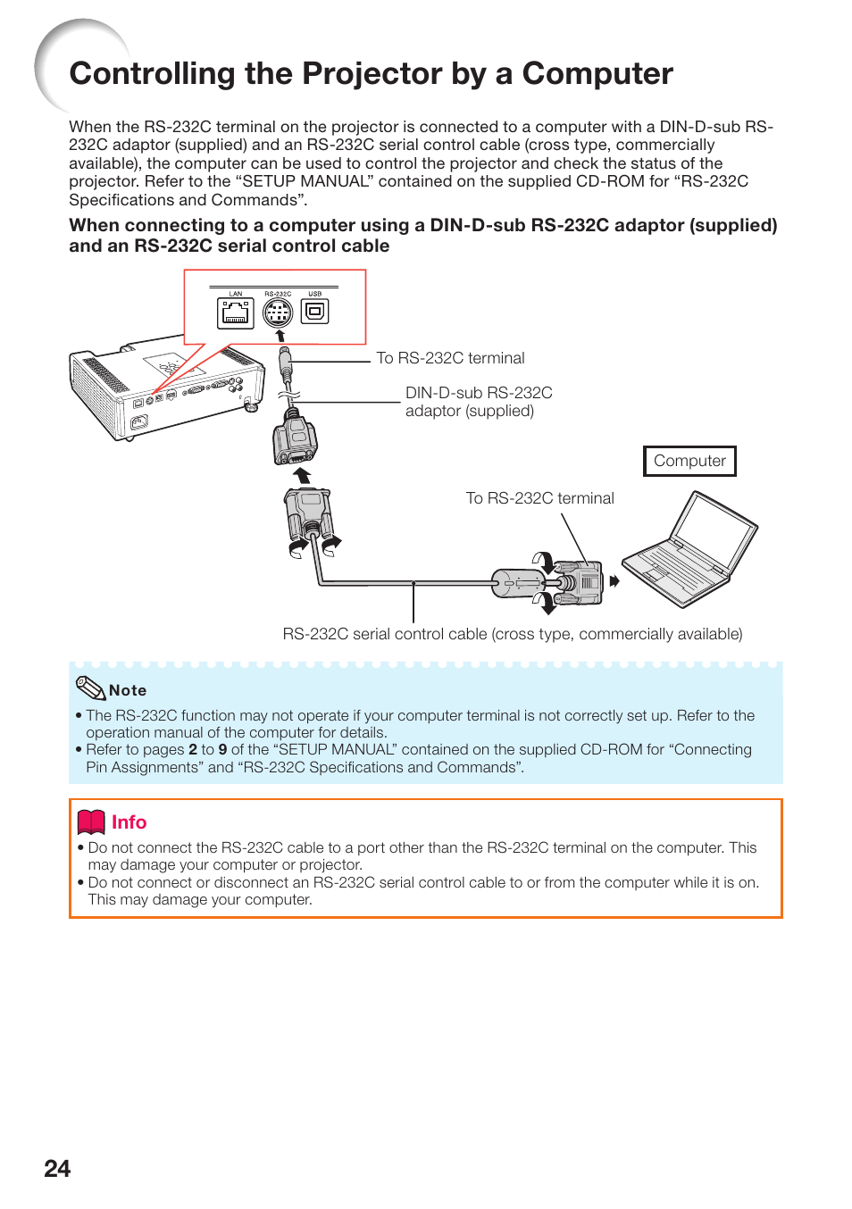 Controlling the projector by a computer | Sharp PG-D3550W User Manual | Page 28 / 75