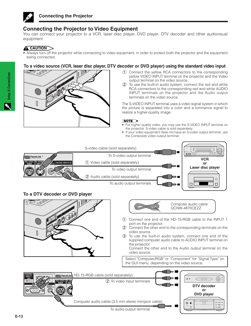 Connecting the projector to video equipment | Sharp XG-NV7XU User Manual | Page 14 / 66