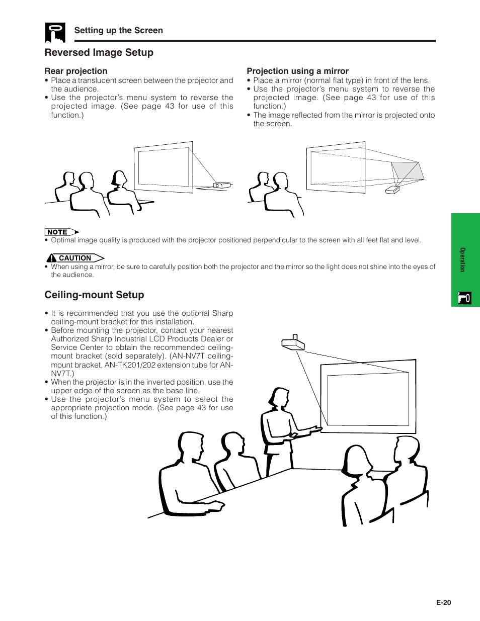 Reversed image setup, Ceiling-mount setup | Sharp XG-NV7XU User Manual | Page 21 / 66
