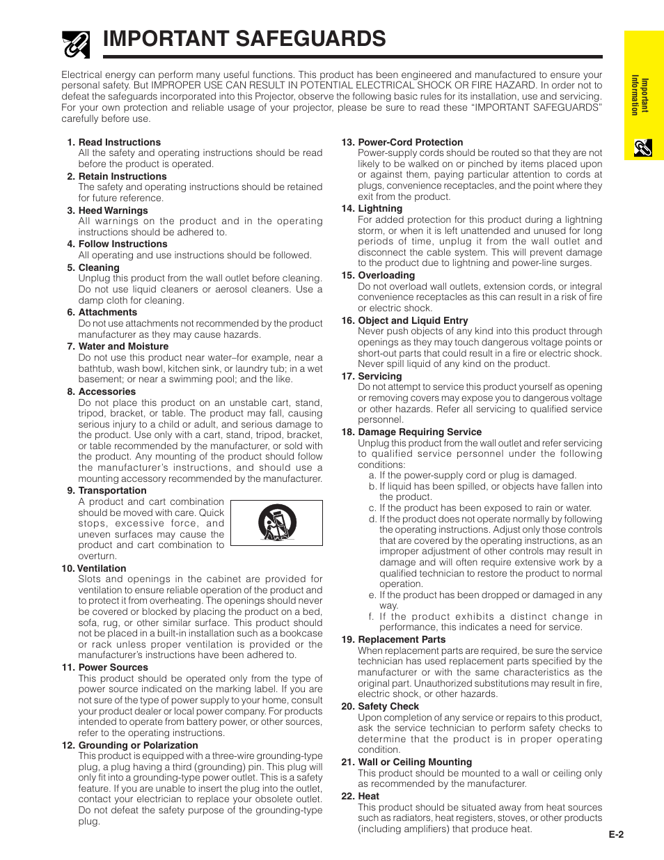 Important safeguards | Sharp XG-NV7XU User Manual | Page 3 / 66