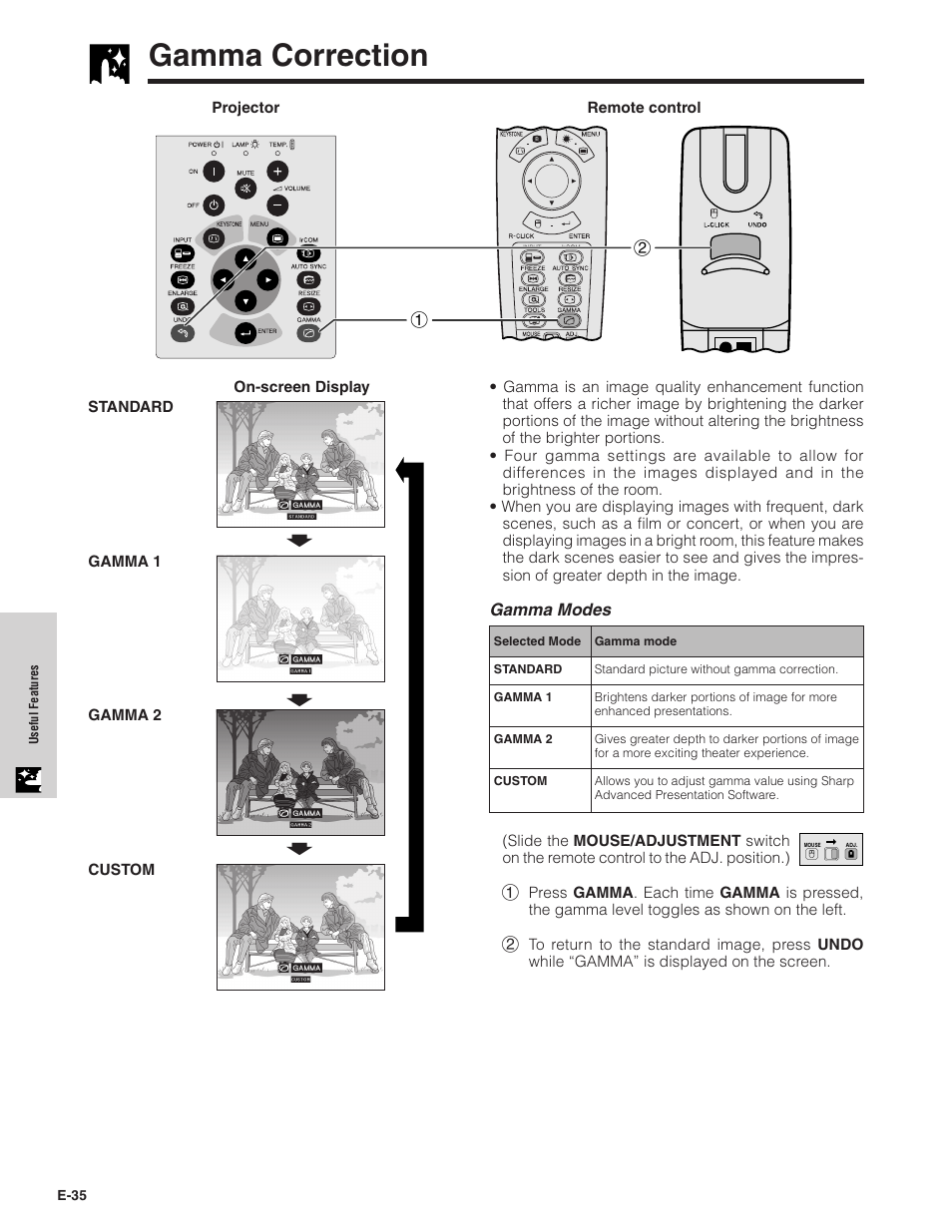 Gamma correction, Ss s | Sharp XG-NV7XU User Manual | Page 36 / 66