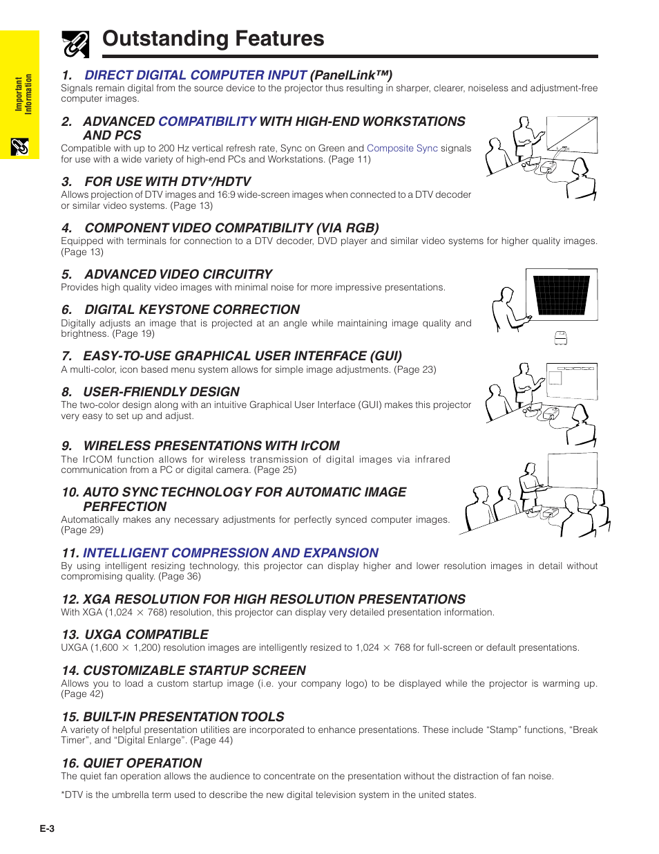 Outstanding features | Sharp XG-NV7XU User Manual | Page 4 / 66