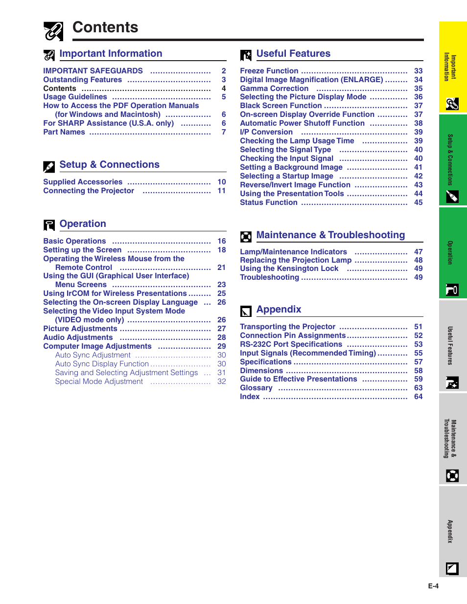 Sharp XG-NV7XU User Manual | Page 5 / 66