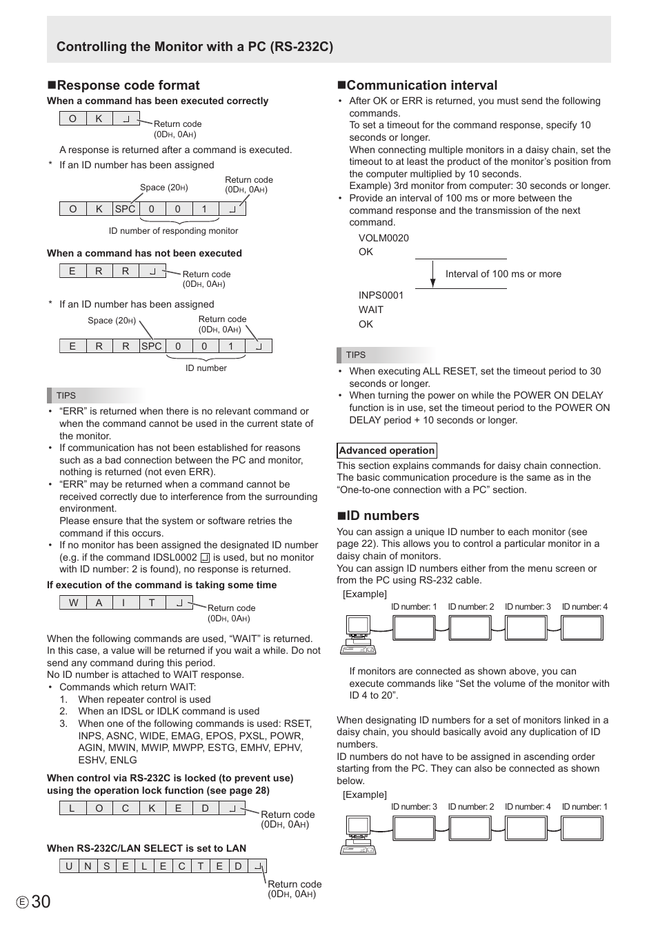 Ncommunication interval, Nid numbers | Sharp PN-E802 User Manual | Page 30 / 56