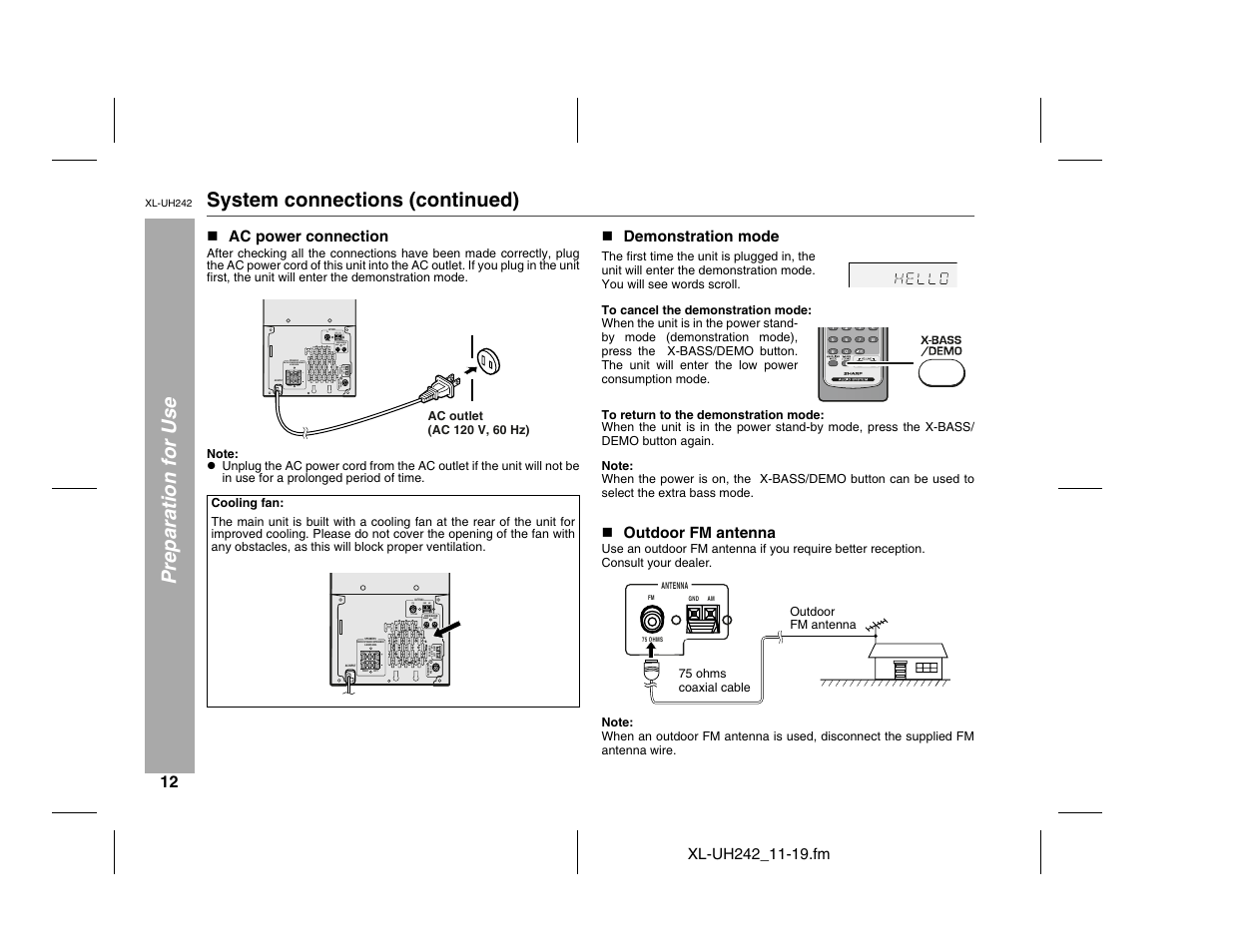 Sharp XL-UH242 User Manual | Page 12 / 40