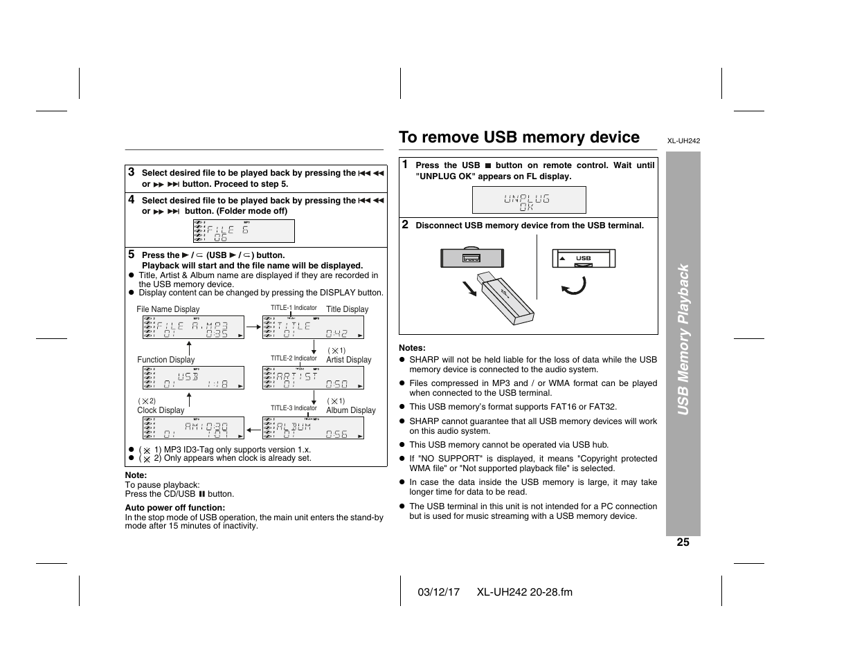 Sharp XL-UH242 User Manual | Page 25 / 40