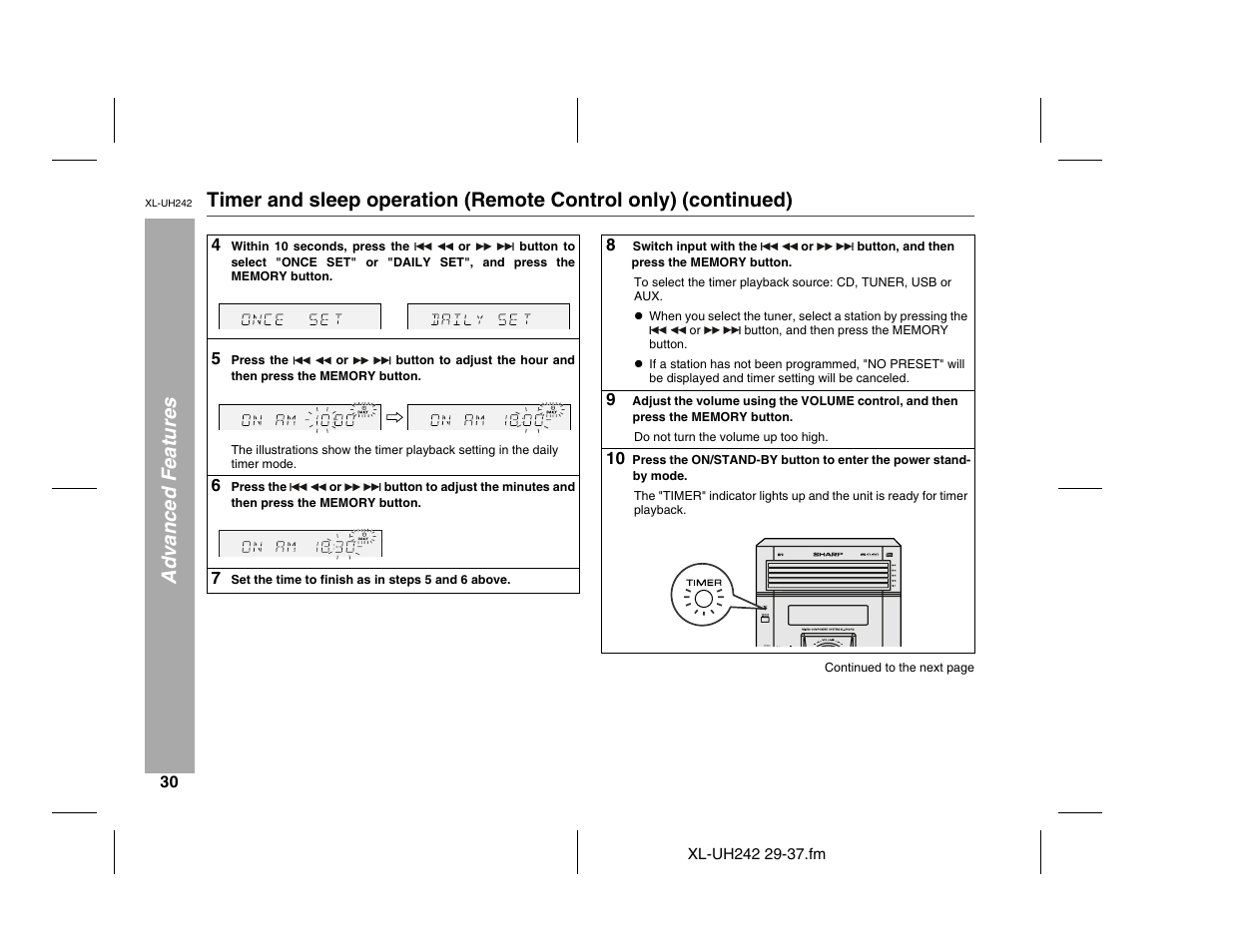 Sharp XL-UH242 User Manual | Page 30 / 40