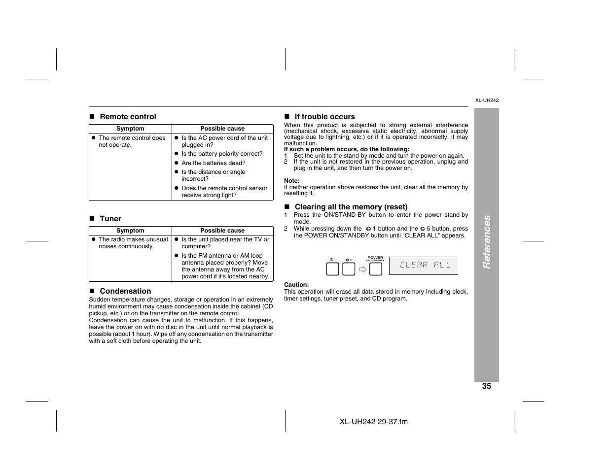 References | Sharp XL-UH242 User Manual | Page 35 / 40