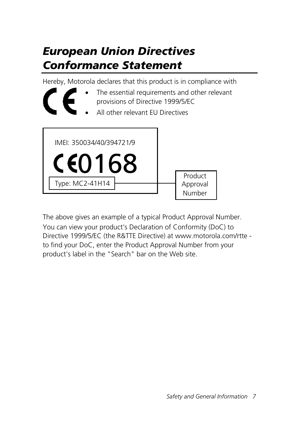 European union directives conformance statement | Motorola Talkabout 192 User Manual | Page 17 / 100