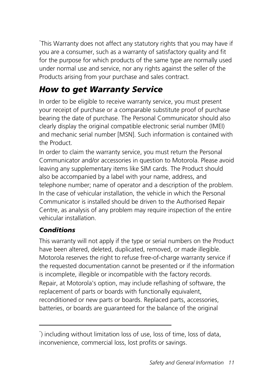 How to get warranty service | Motorola Talkabout 192 User Manual | Page 21 / 100