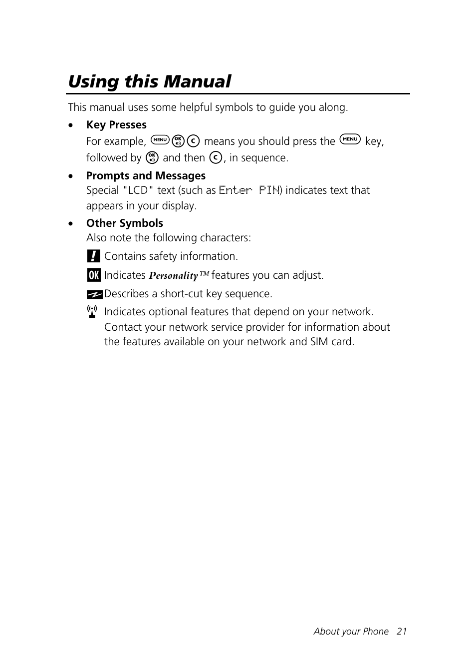 Using this manual | Motorola Talkabout 192 User Manual | Page 31 / 100