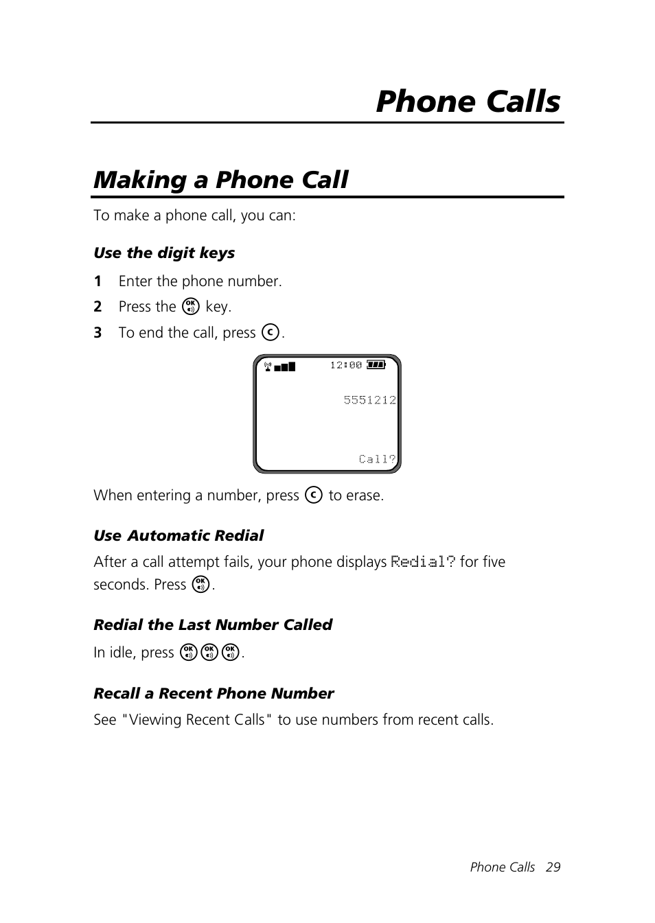 Phone calls, Making a phone call | Motorola Talkabout 192 User Manual | Page 39 / 100