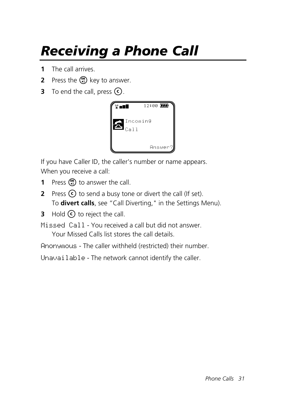 Receiving a phone call | Motorola Talkabout 192 User Manual | Page 41 / 100
