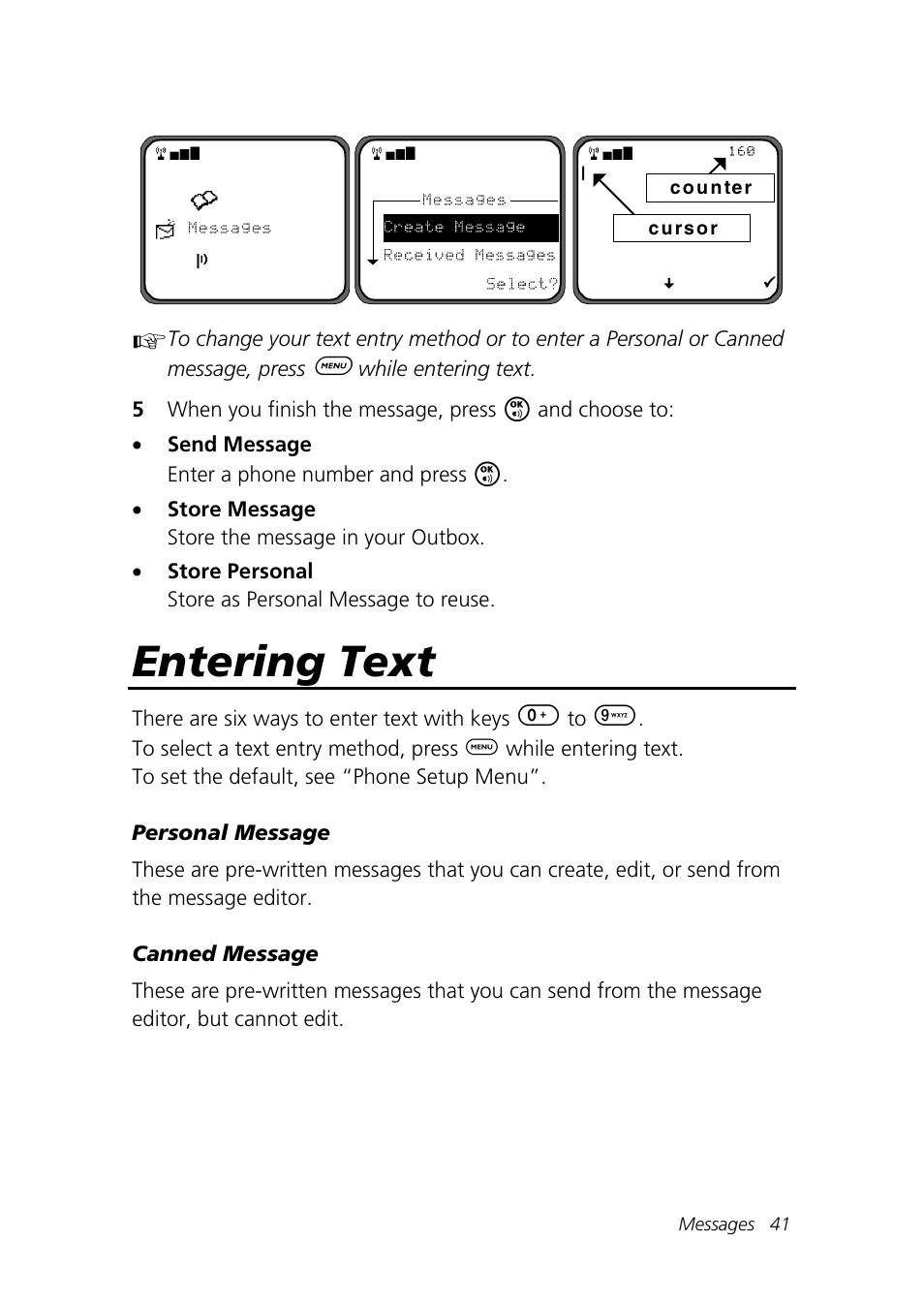 Entering text | Motorola Talkabout 192 User Manual | Page 51 / 100