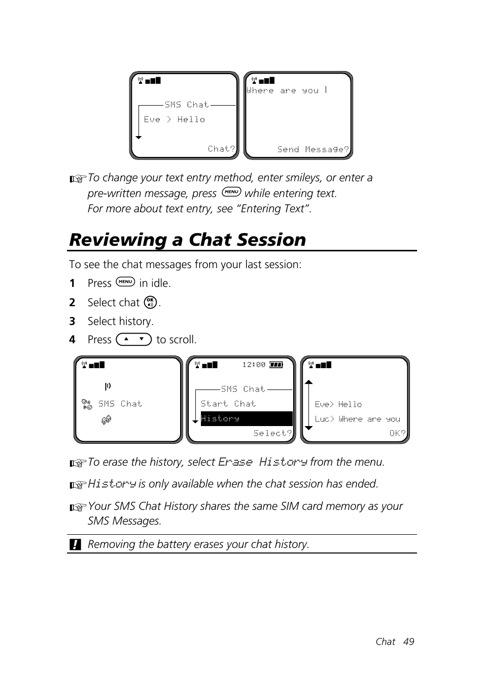 Reviewing a chat session | Motorola Talkabout 192 User Manual | Page 59 / 100