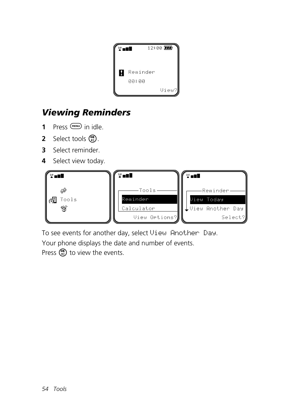 Viewing reminders | Motorola Talkabout 192 User Manual | Page 64 / 100