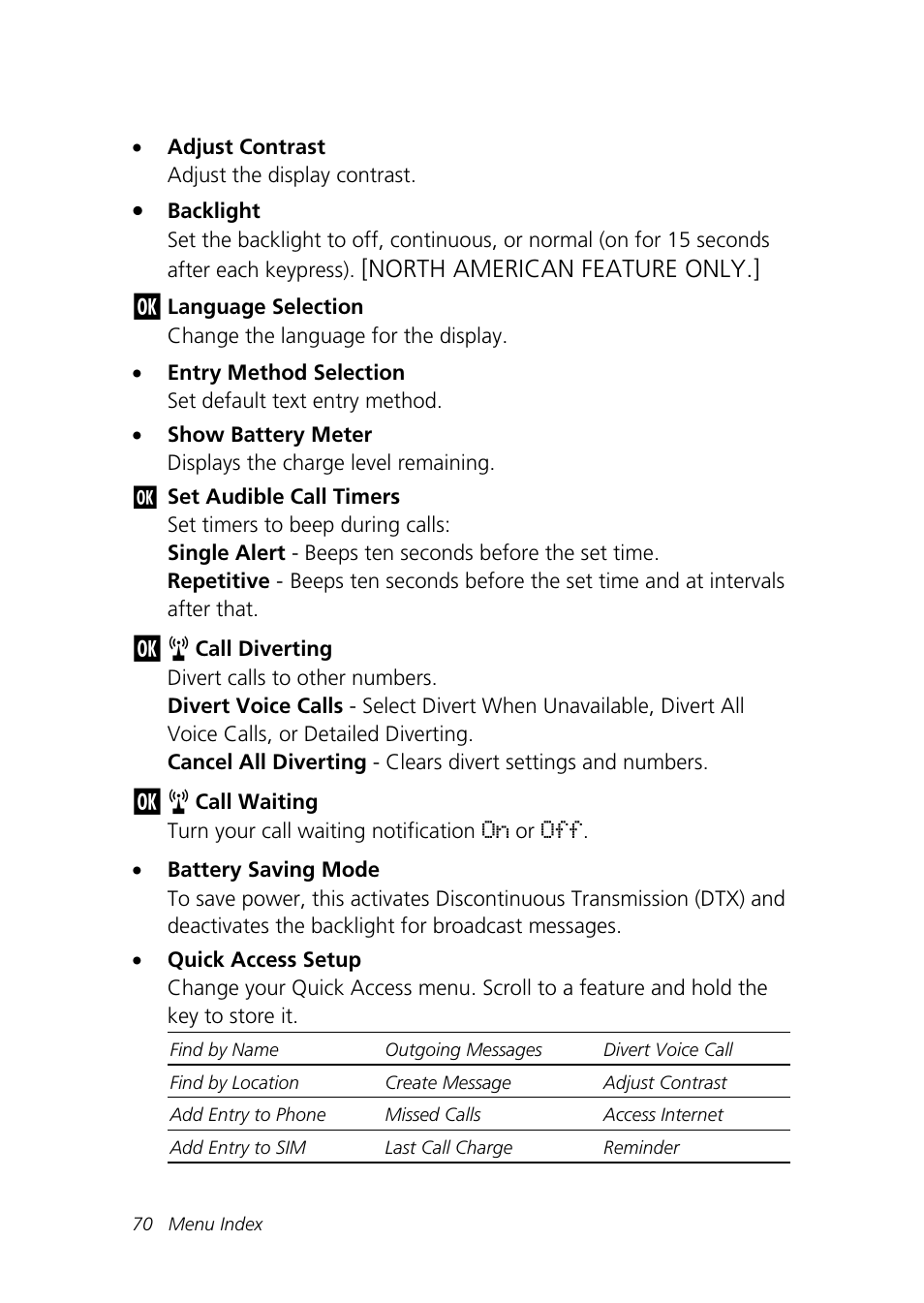 North american feature only.] j | Motorola Talkabout 192 User Manual | Page 80 / 100