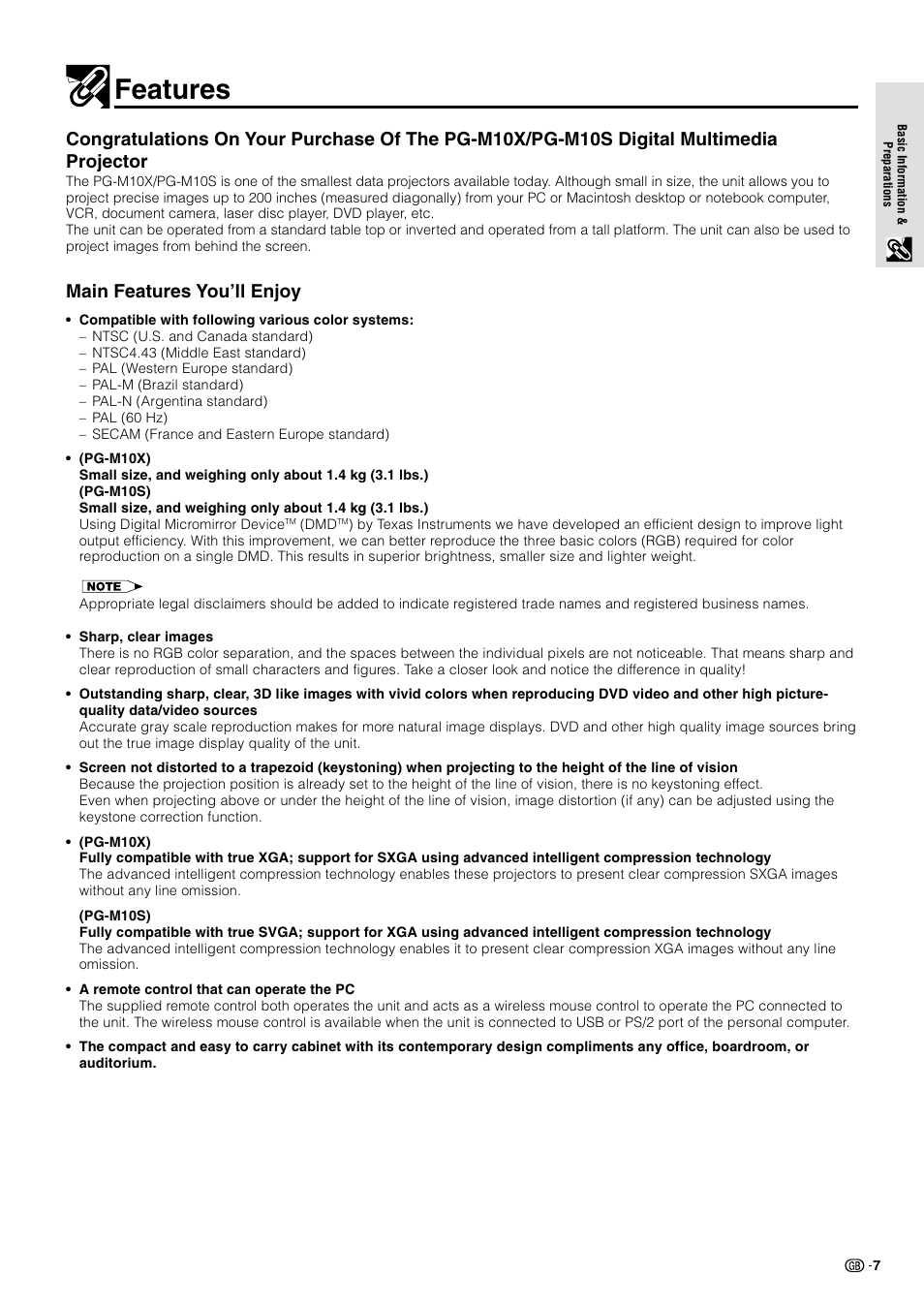 Features, Main features you’ll enjoy | Sharp BQC-PGM10X//1 User Manual | Page 2 / 9