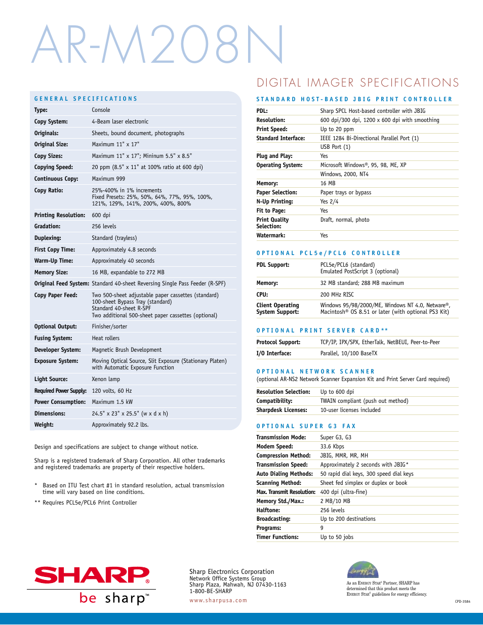 Ar-m208n | Sharp AR-M208N User Manual | Page 2 / 2