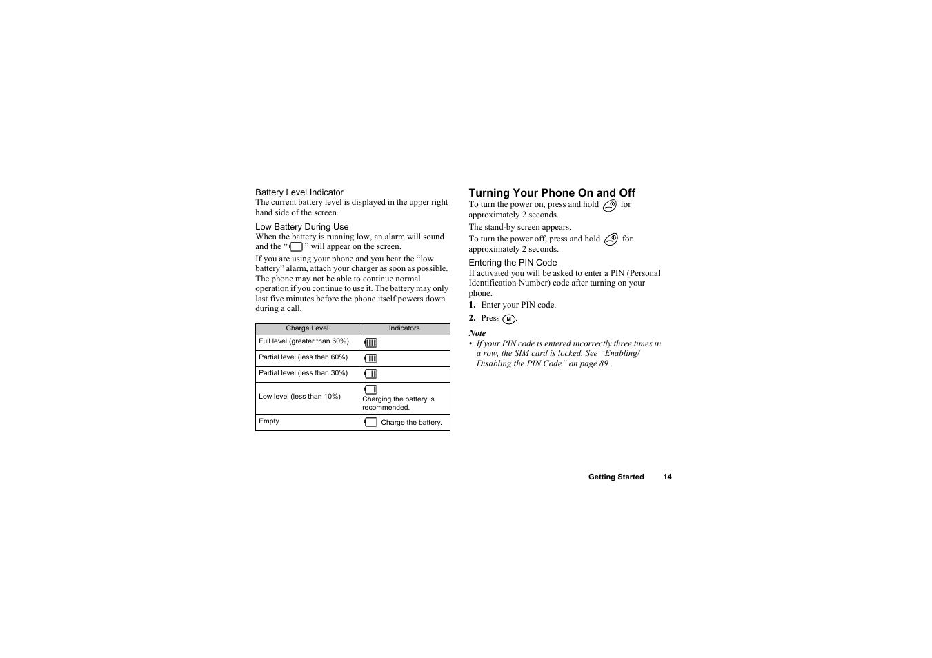 Turning your phone on and off | Sharp O2 User Manual | Page 15 / 132