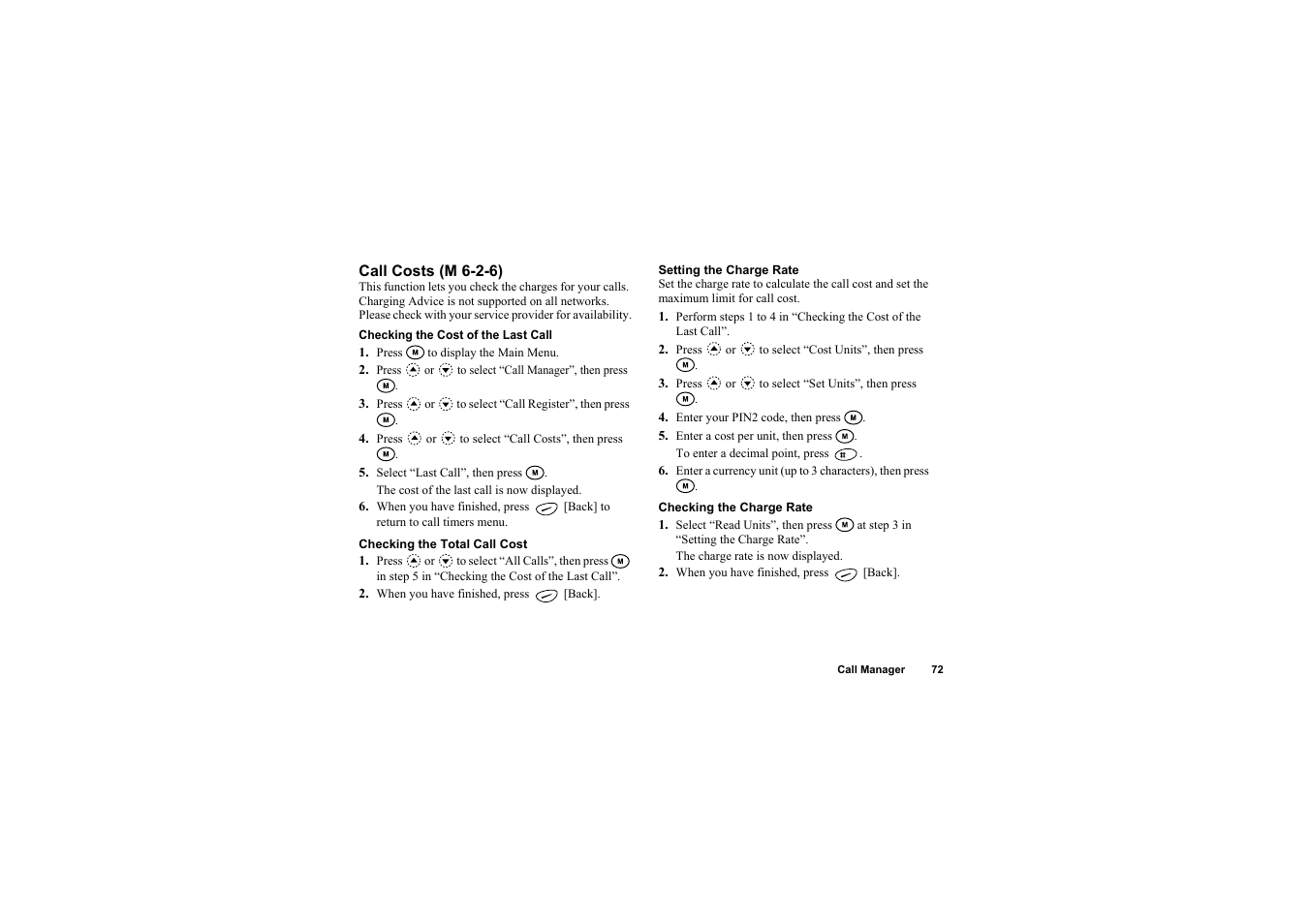 Call costs | Sharp O2 User Manual | Page 73 / 132