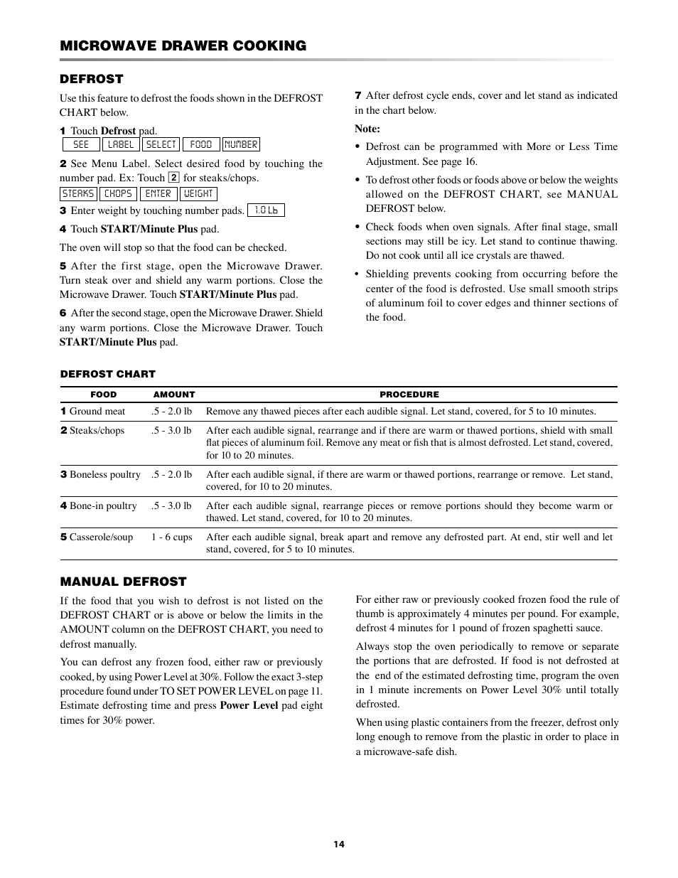 Microwave drawer cooking | Sharp KB-6021M User Manual | Page 14 / 24