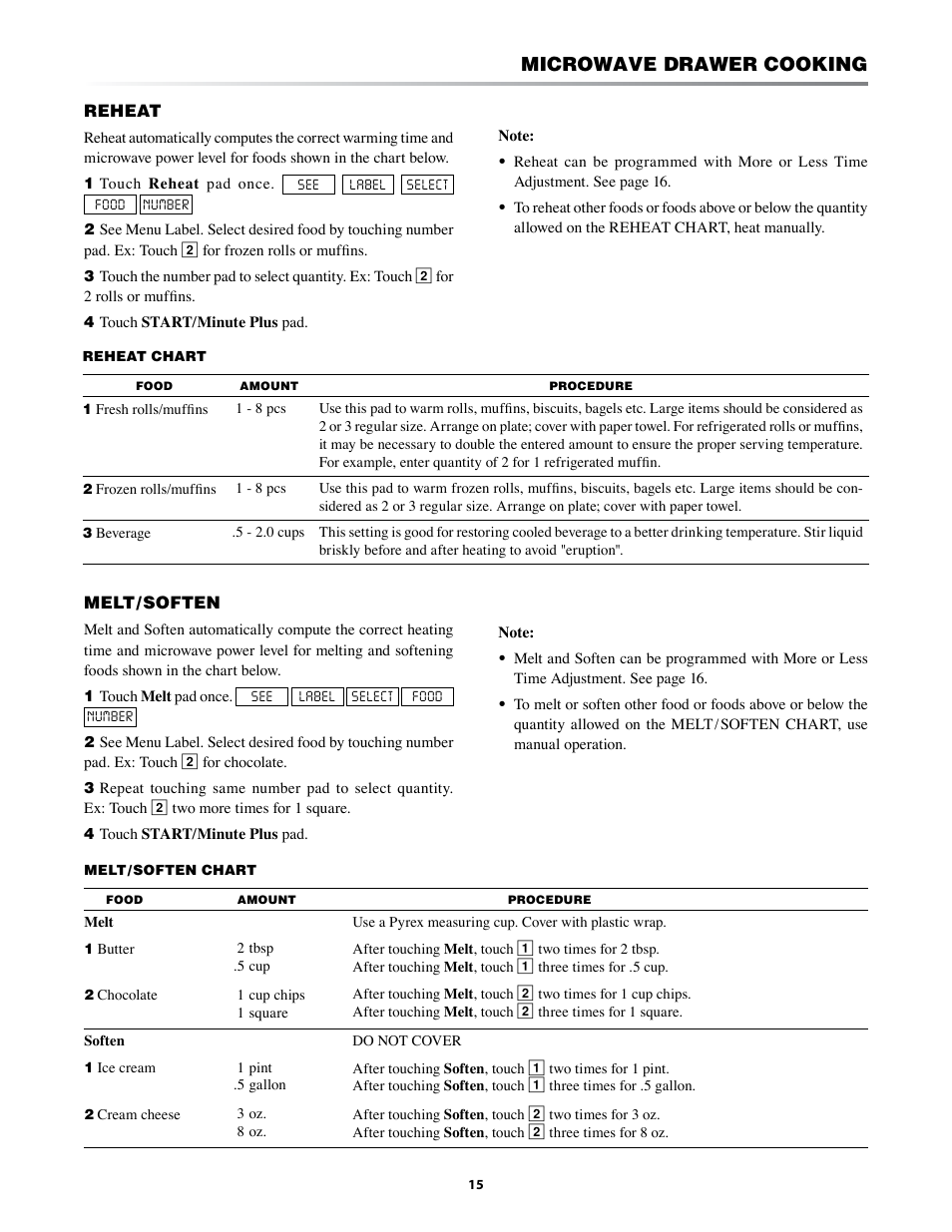 Microwave drawer cooking | Sharp KB-6021M User Manual | Page 15 / 24