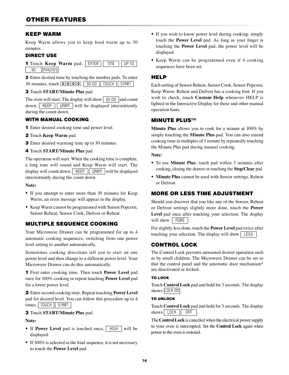 Other features | Sharp KB-6021M User Manual | Page 16 / 24