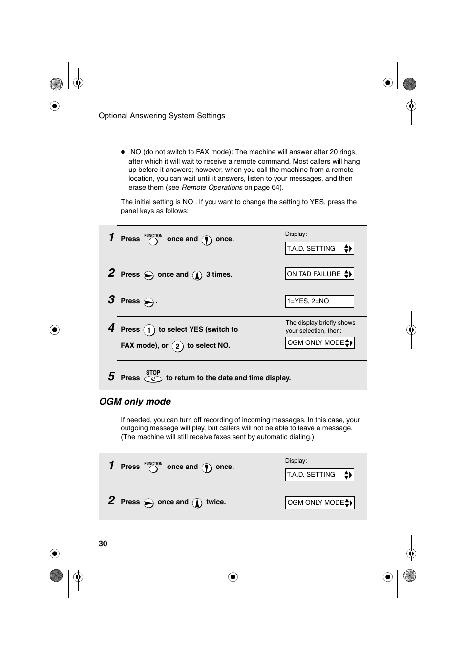 Ogm only mode | Sharp UX-A260 User Manual | Page 32 / 108