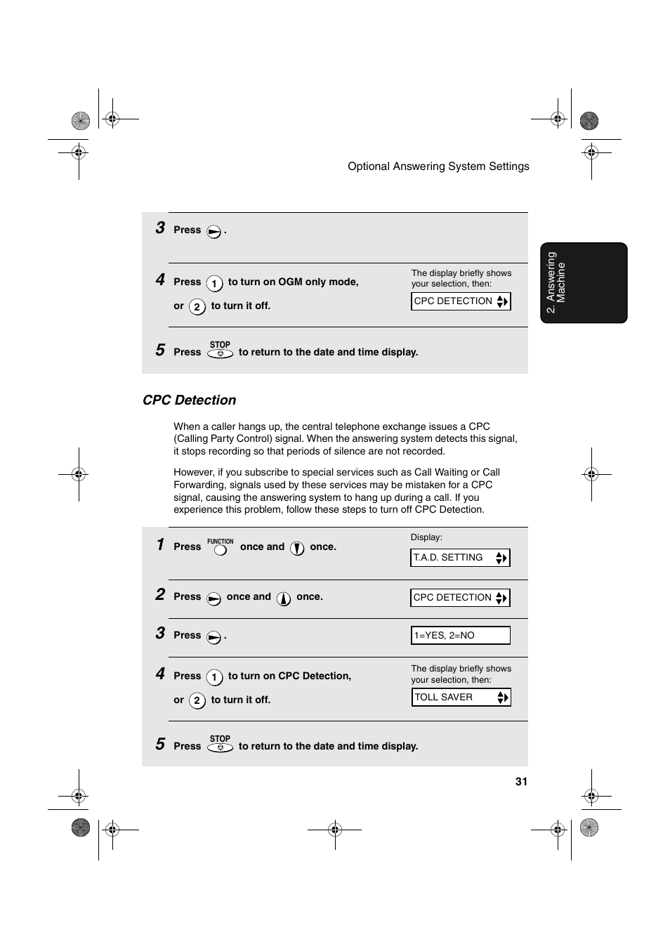Cpc detection | Sharp UX-A260 User Manual | Page 33 / 108