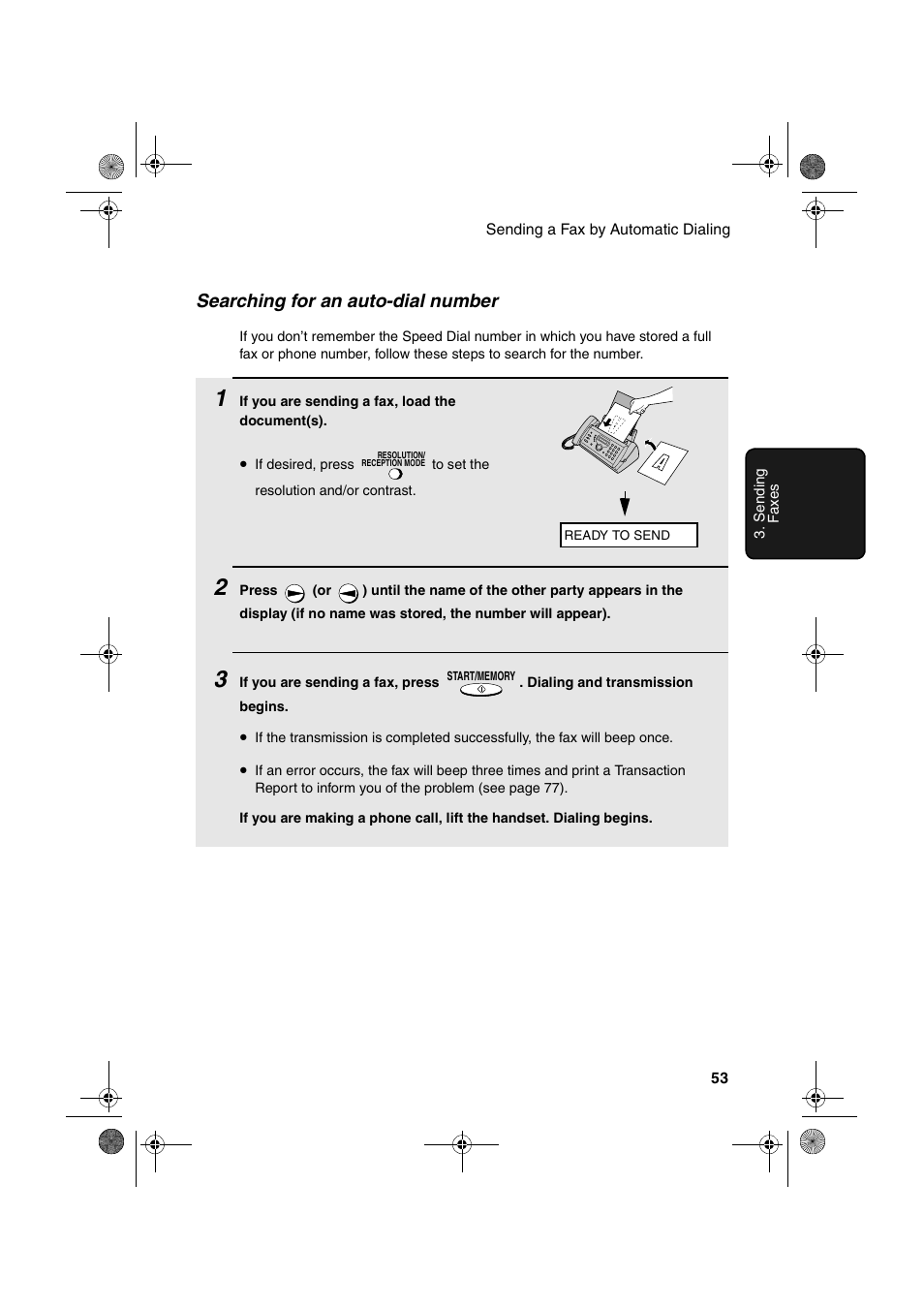 Searching for an auto-dial number | Sharp UX-A260 User Manual | Page 55 / 108