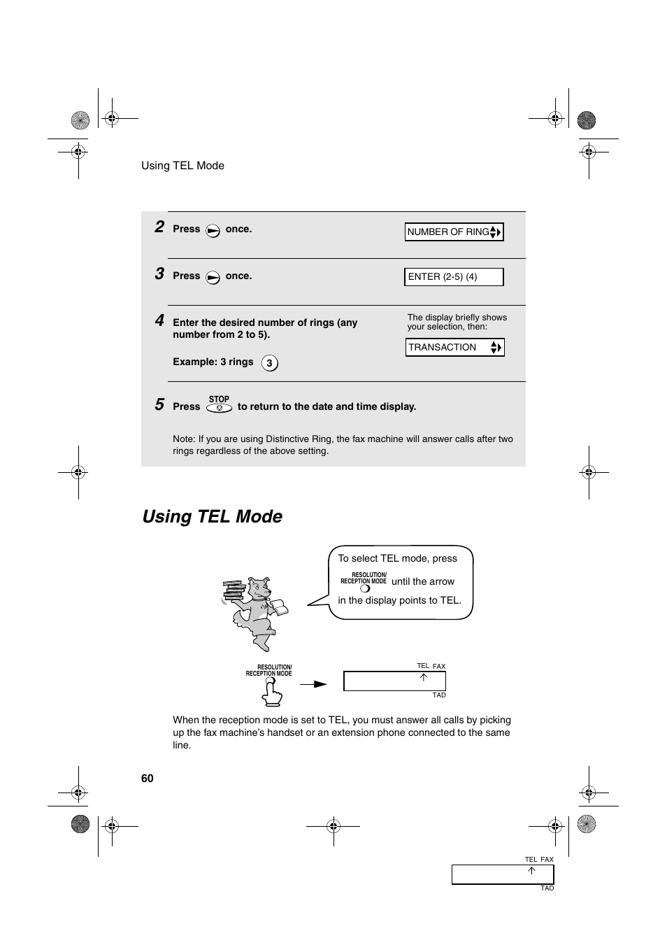 Using tel mode | Sharp UX-A260 User Manual | Page 62 / 108