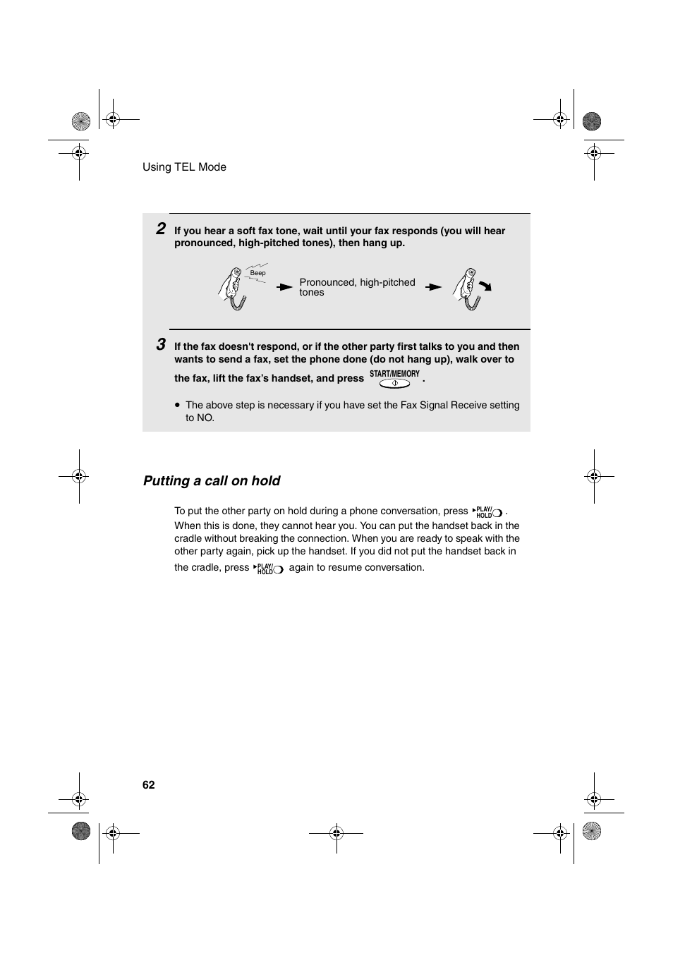 Putting a call on hold | Sharp UX-A260 User Manual | Page 64 / 108