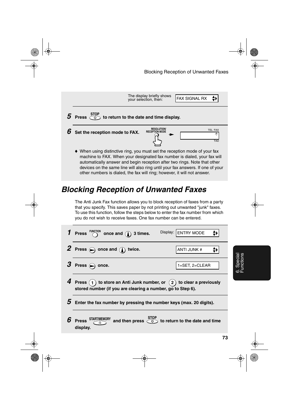 Blocking reception of unwanted faxes | Sharp UX-A260 User Manual | Page 75 / 108