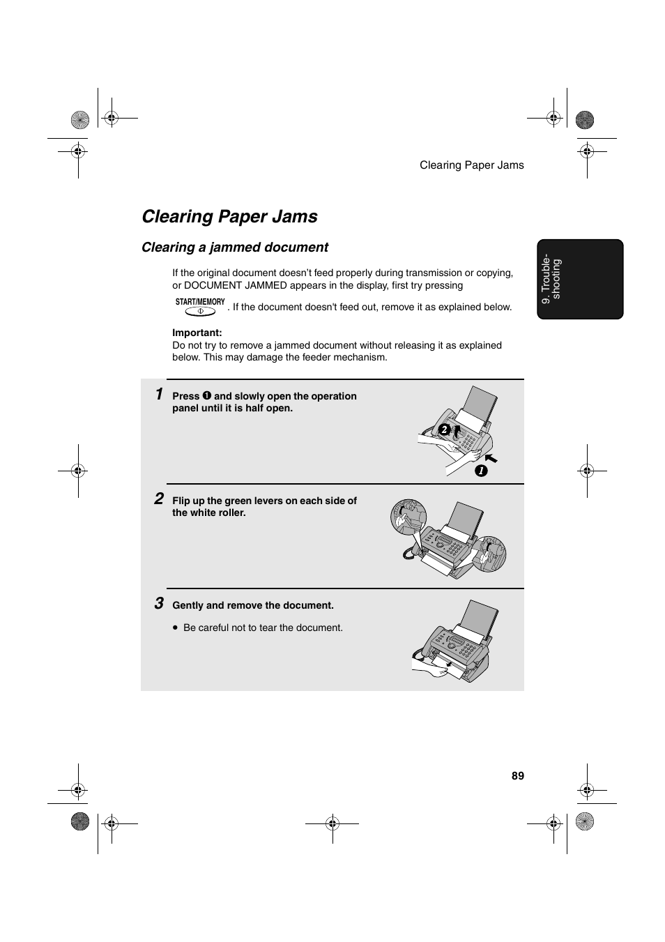 Clearing paper jams | Sharp UX-A260 User Manual | Page 91 / 108