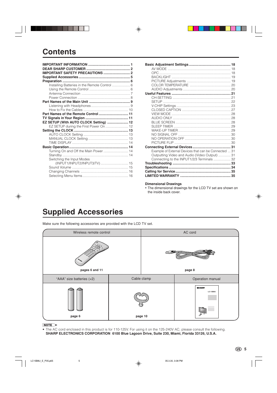 Sharp Aquos LC-15B8U-S User Manual | Page 6 / 39