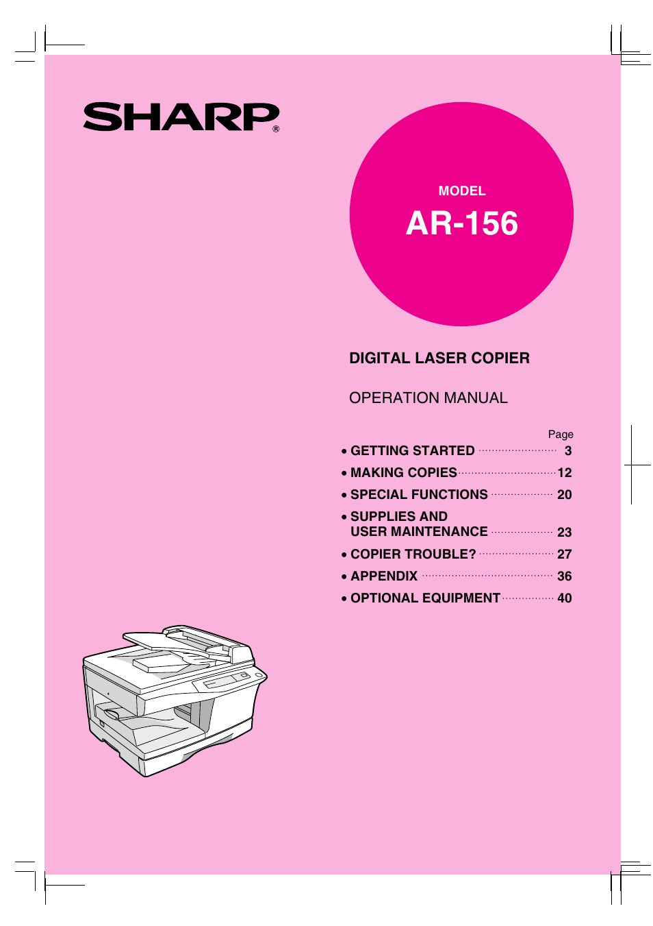 Sharp AR-156 User Manual | 52 pages