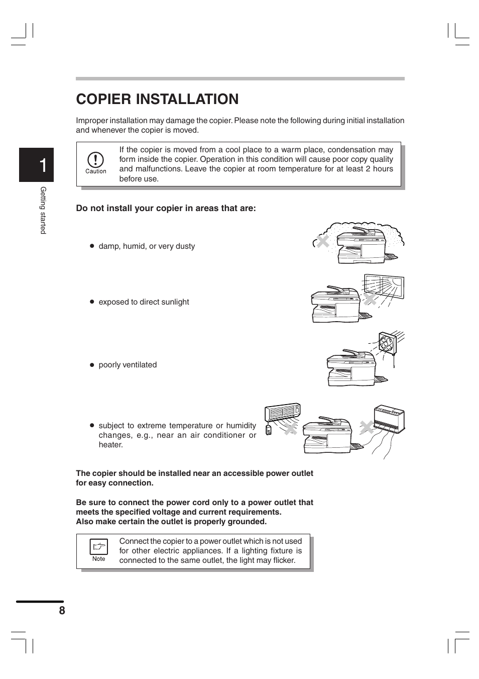 Copier installation | Sharp AR-156 User Manual | Page 10 / 52