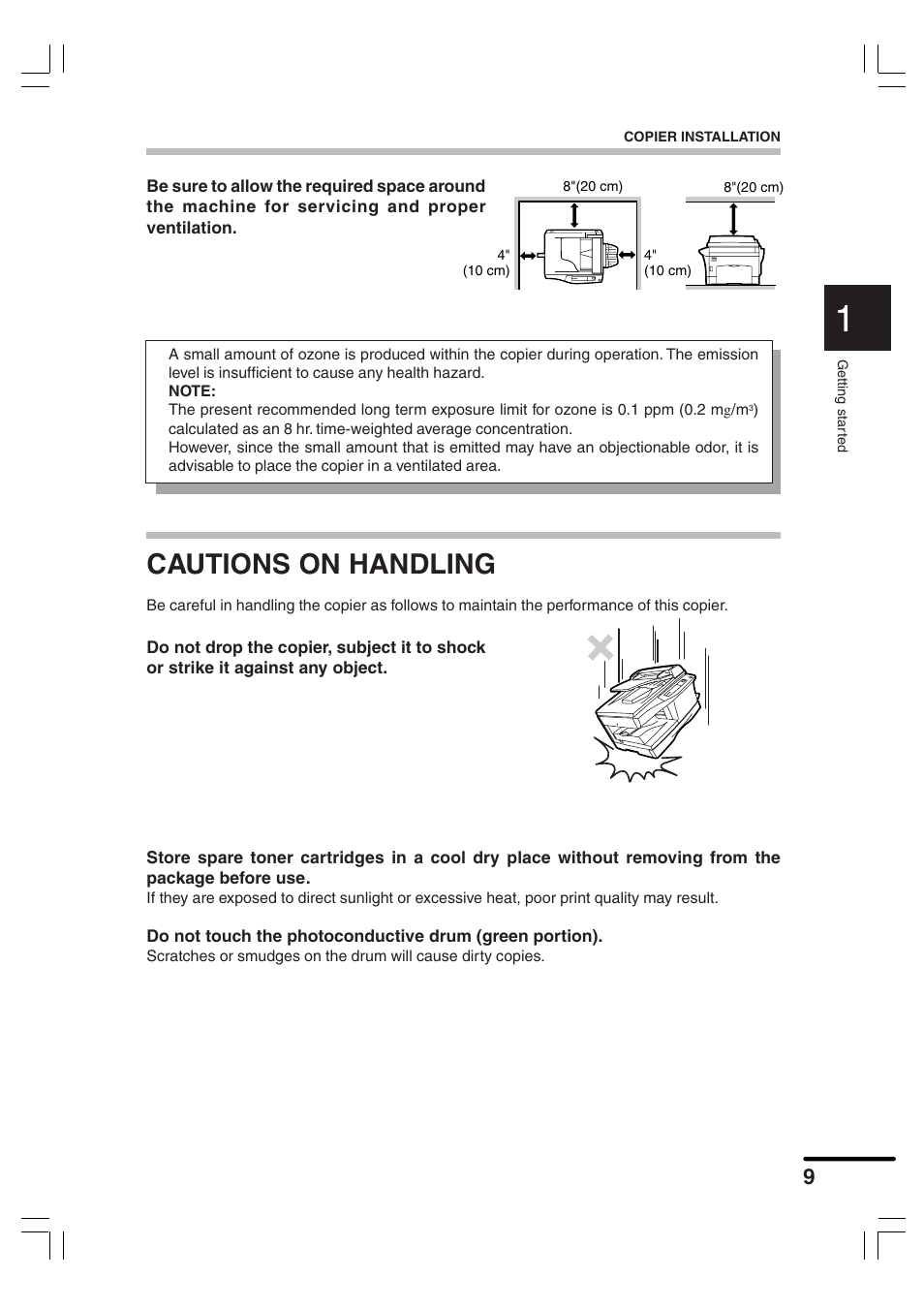 Cautions on handling | Sharp AR-156 User Manual | Page 11 / 52