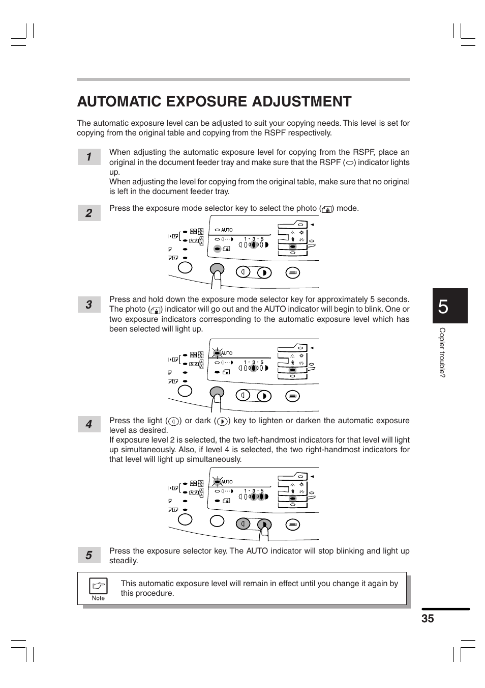 Automatic exposure adjustment | Sharp AR-156 User Manual | Page 37 / 52