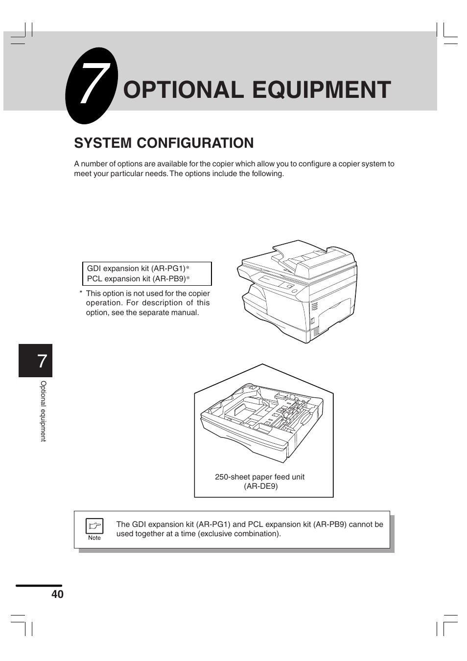 Optional equipment, System configuration | Sharp AR-156 User Manual | Page 42 / 52