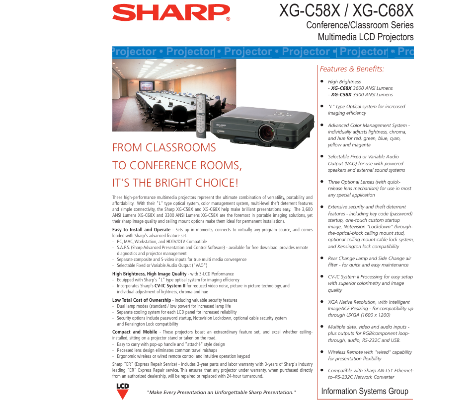 Sharp XG-C68X User Manual | 2 pages