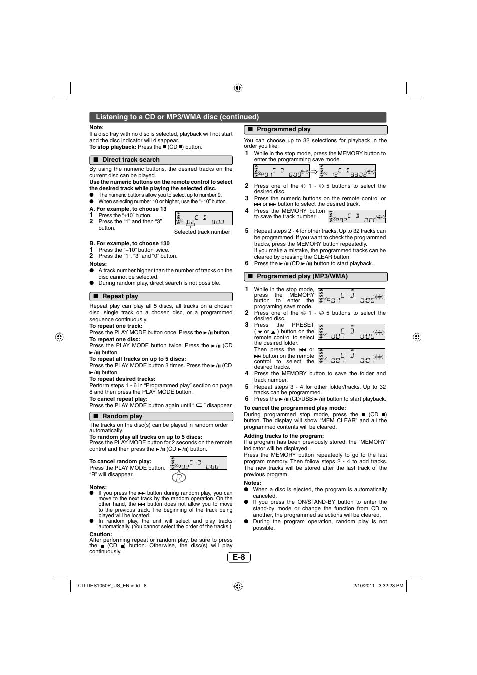 Sharp CD DHS1050P User Manual | Page 9 / 16