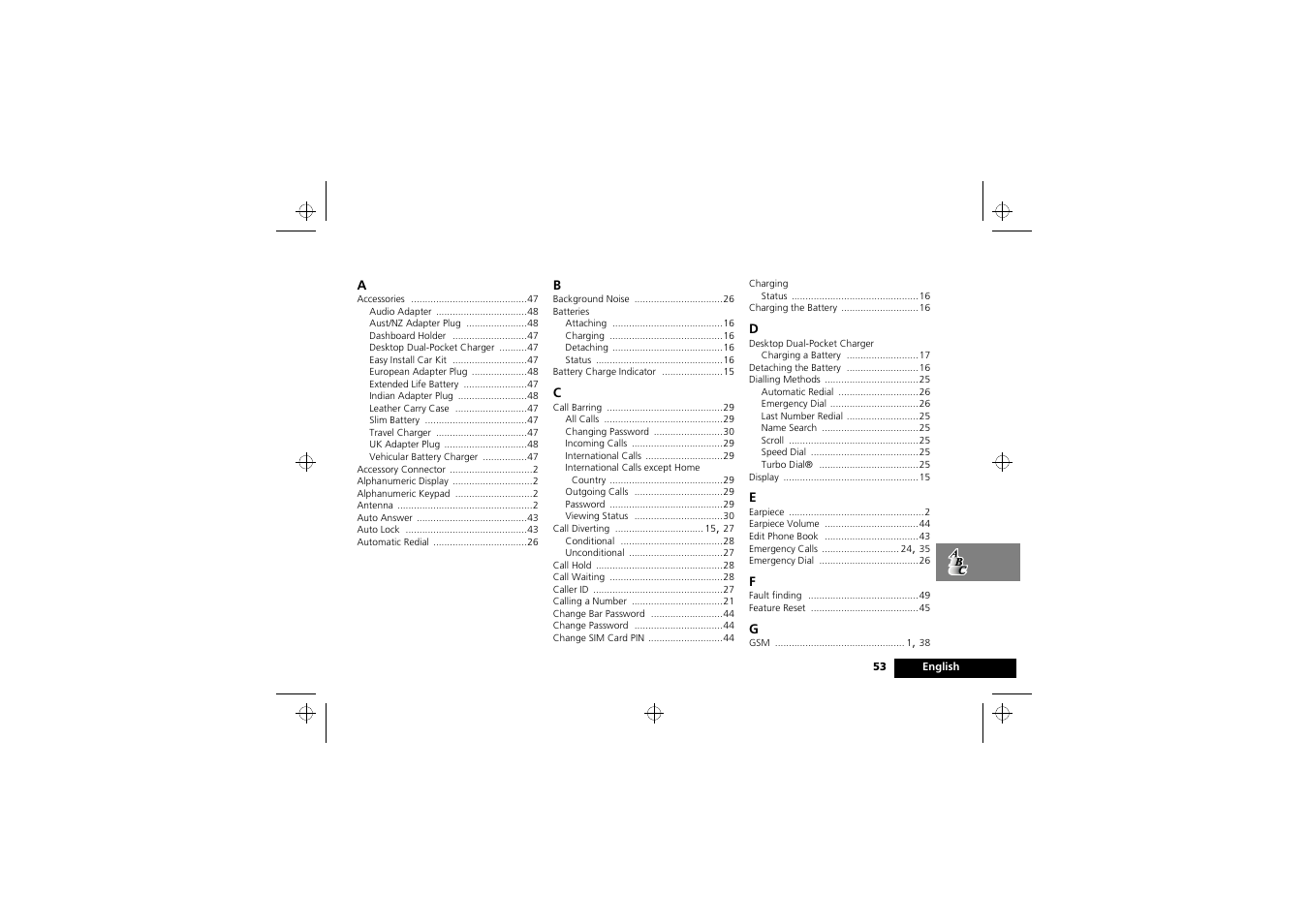 Index | Motorola i2000 User Manual | Page 53 / 58
