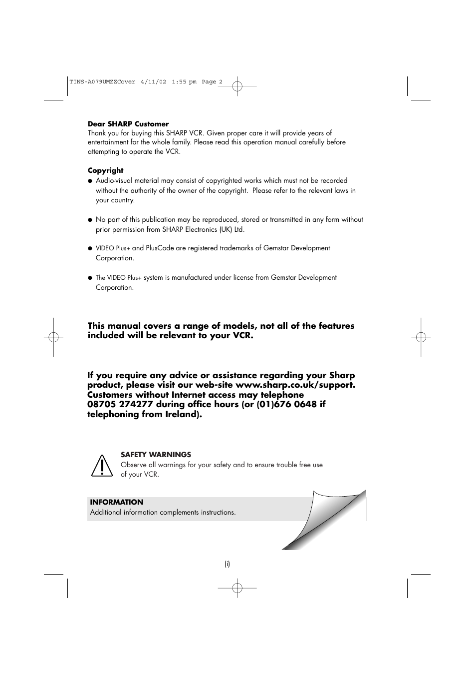 Sharp VC-MH715HM User Manual | Page 2 / 43