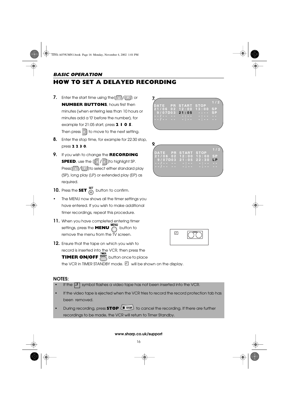 How to set a delayed recording | Sharp VC-MH715HM User Manual | Page 20 / 43