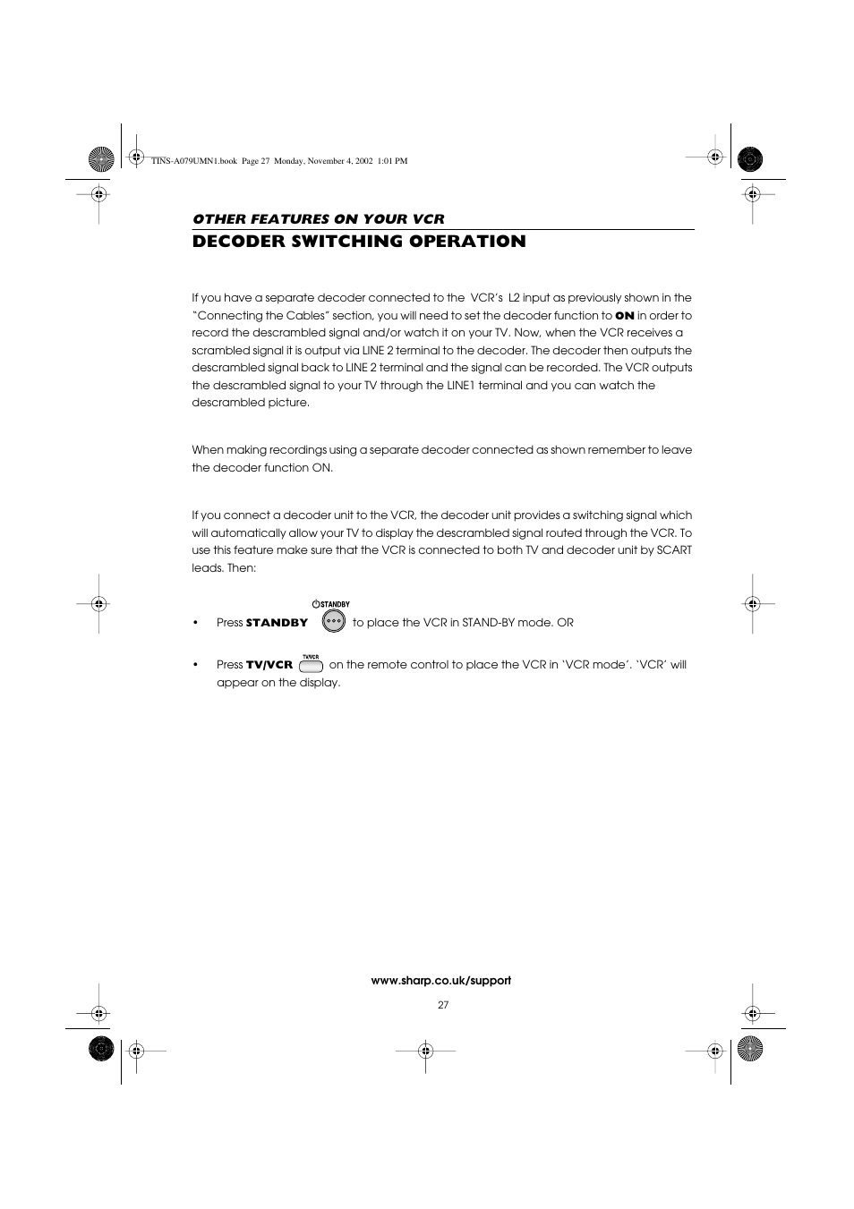 Decoder switching operation | Sharp VC-MH715HM User Manual | Page 31 / 43