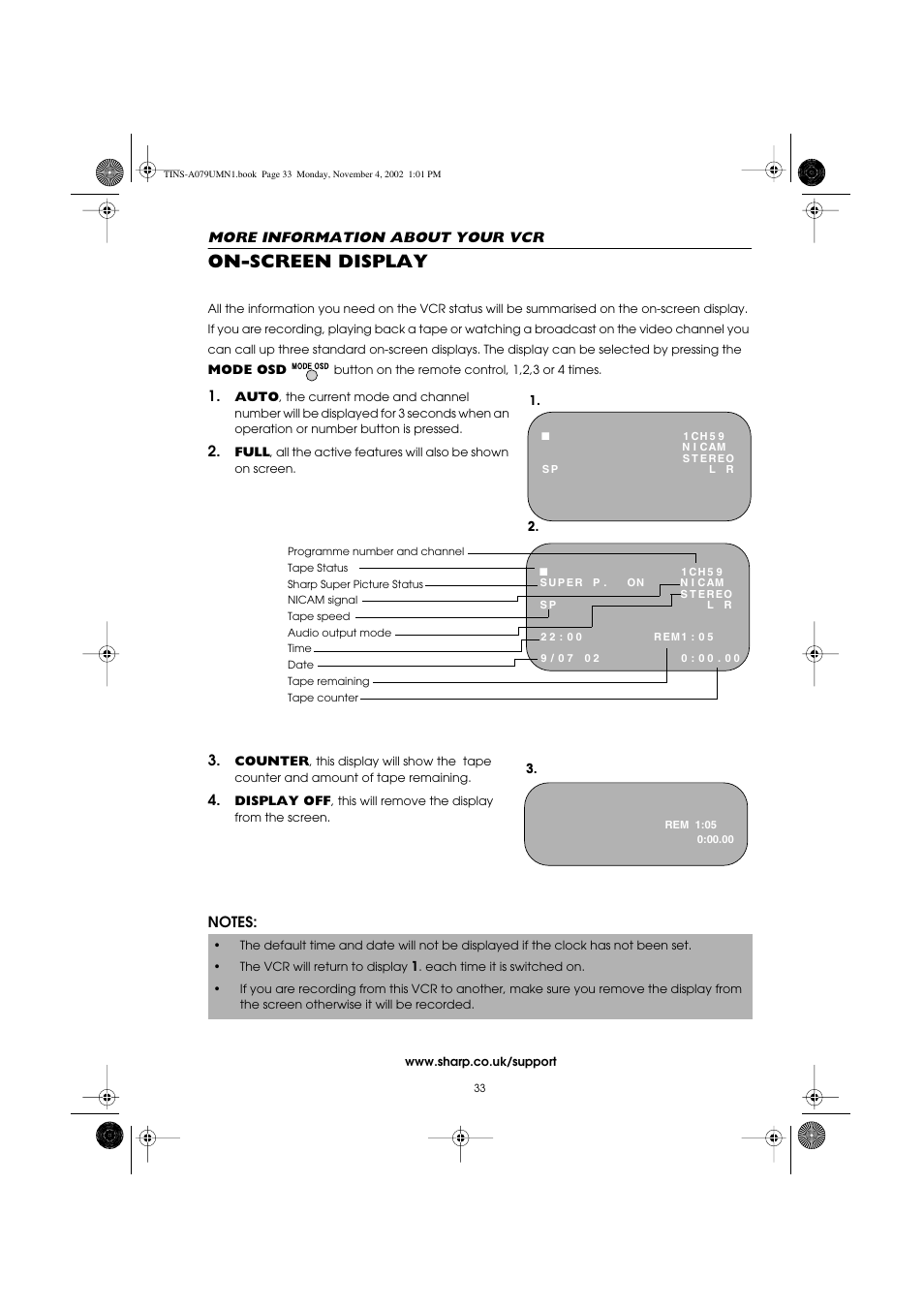 On-screen display | Sharp VC-MH715HM User Manual | Page 37 / 43