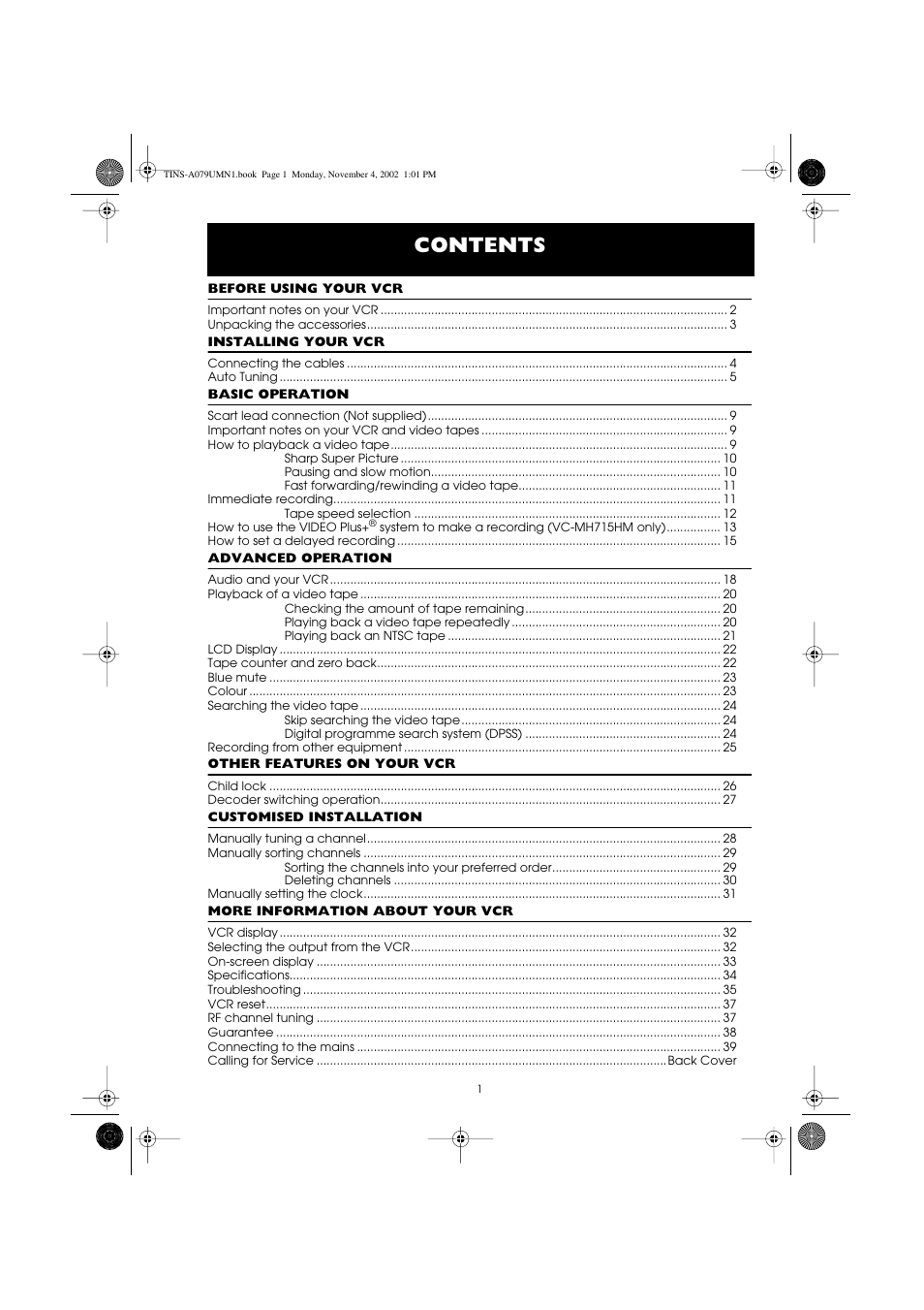 Sharp VC-MH715HM User Manual | Page 5 / 43